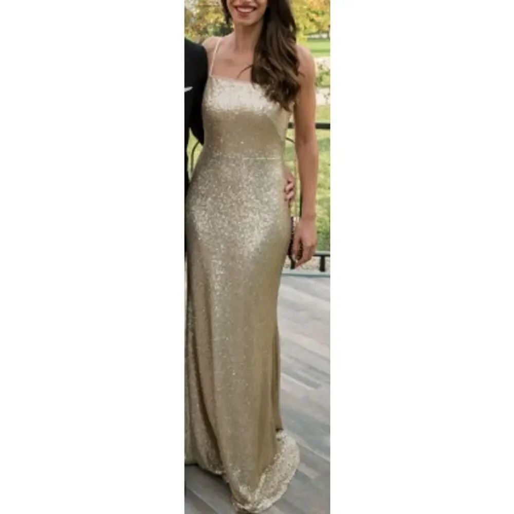 NWT THEIA Kim Gold Sequin Gown Dress Sz. 10